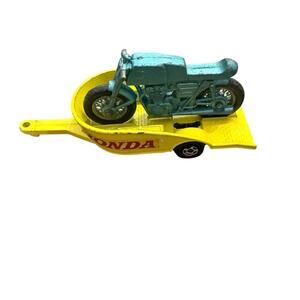 Vintage Matchbox Green Motorcycle And Trailer Honda Lesney Made In England No 38